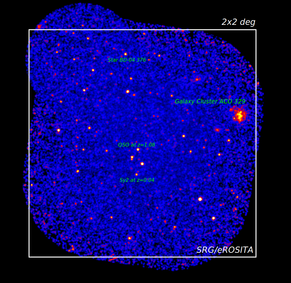 Телескопом eROSITA получено первое изображение участка внегалактического неба